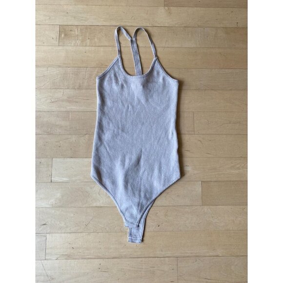 WAYF BNWT Womens "Alicia" T-Back Knit Beige Bodysuit Sz Xsmall - Picture 2 of 6